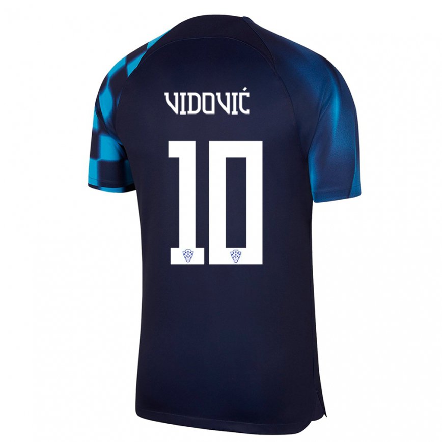 Mujer Camiseta Croacia Gabriel Vidovic #10 Azul Oscuro 2ª Equipación 22-24