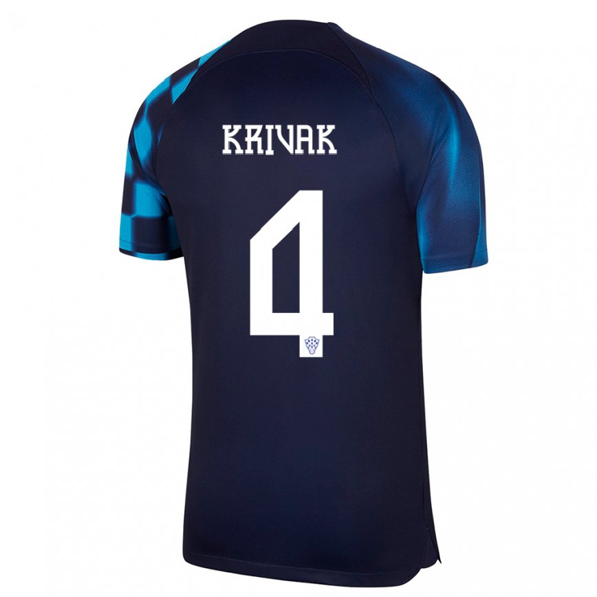 Mujer Camiseta Croacia Fabijan Krivak #4 Azul Oscuro 2ª Equipación 22-24