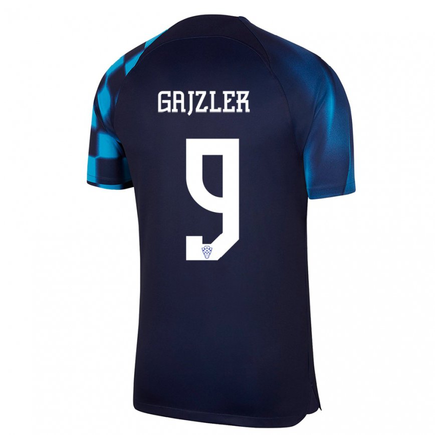 Mujer Camiseta Croacia Niko Gajzler #9 Azul Oscuro 2ª Equipación 22-24