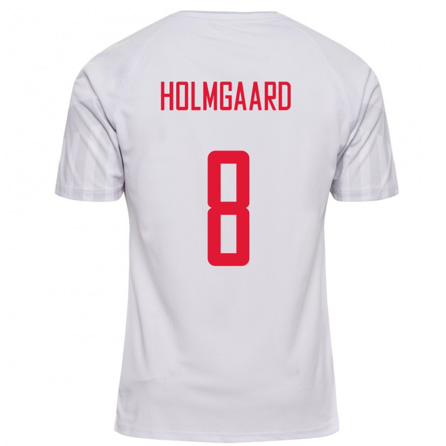 Mujer Camiseta Dinamarca Sara Holmgaard #8 Blanco 2ª Equipación 22-24