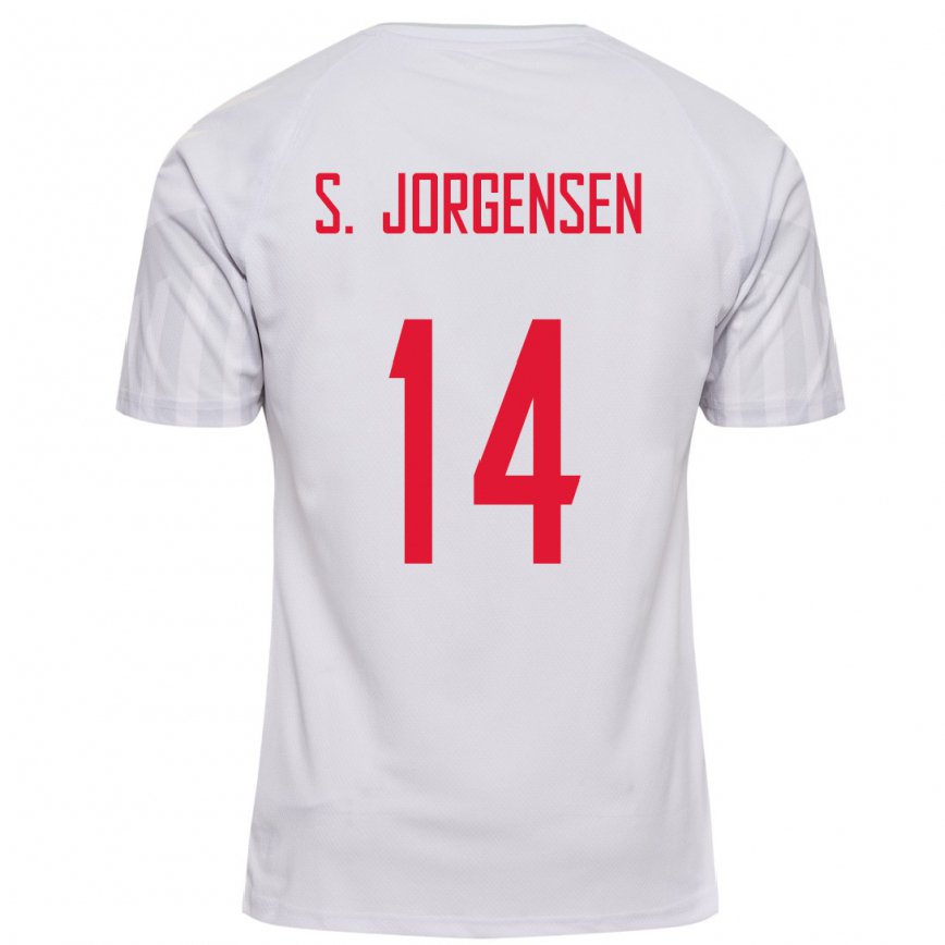 Mujer Camiseta Dinamarca Sebastian Jorgensen #14 Blanco 2ª Equipación 22-24