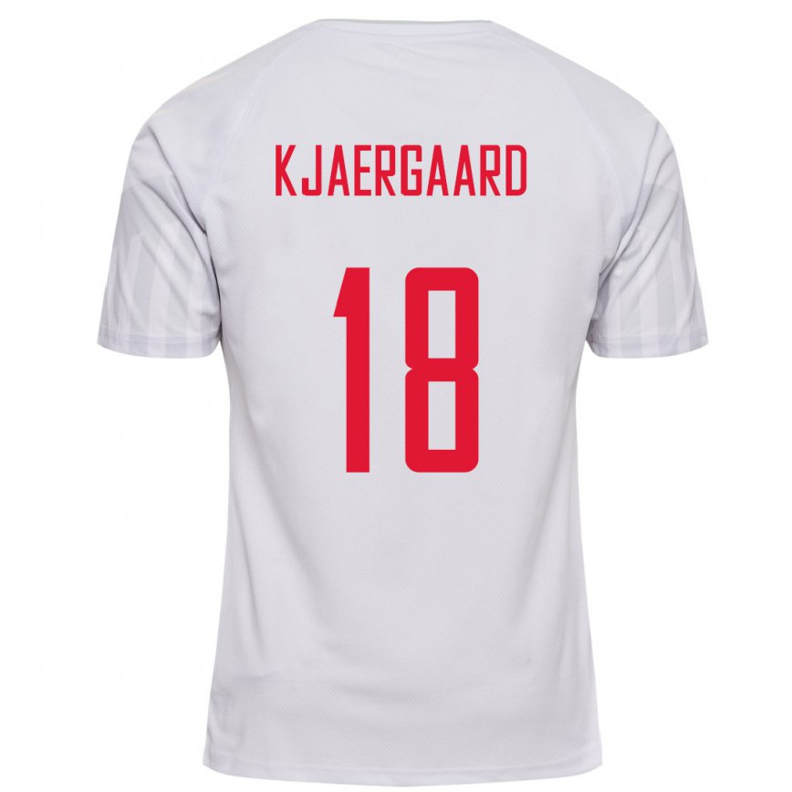 Mujer Camiseta Dinamarca Maurits Kjaergaard #18 Blanco 2ª Equipación 22-24
