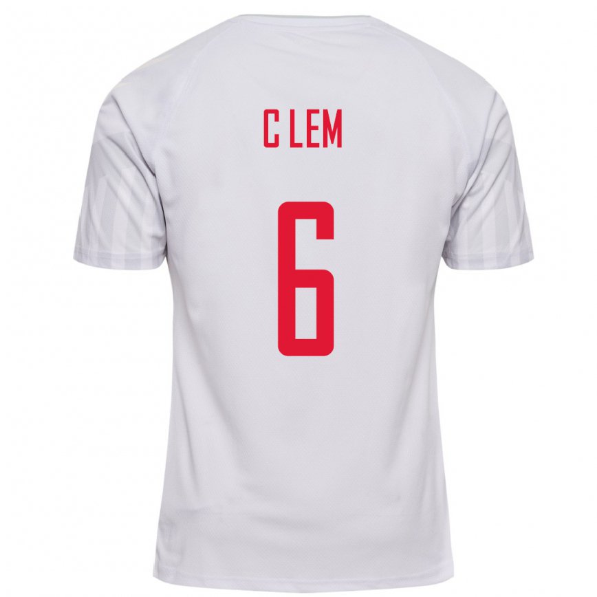 Mujer Camiseta Dinamarca William Clem #6 Blanco 2ª Equipación 22-24