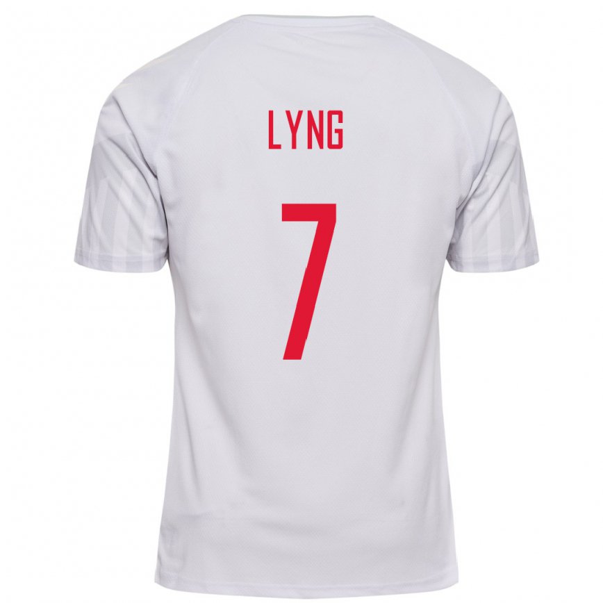 Mujer Camiseta Dinamarca Alexander Lyng #7 Blanco 2ª Equipación 22-24