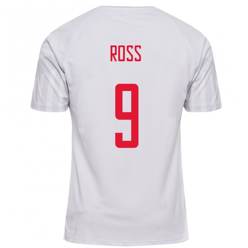 Mujer Camiseta Dinamarca Oliver Ross #9 Blanco 2ª Equipación 22-24