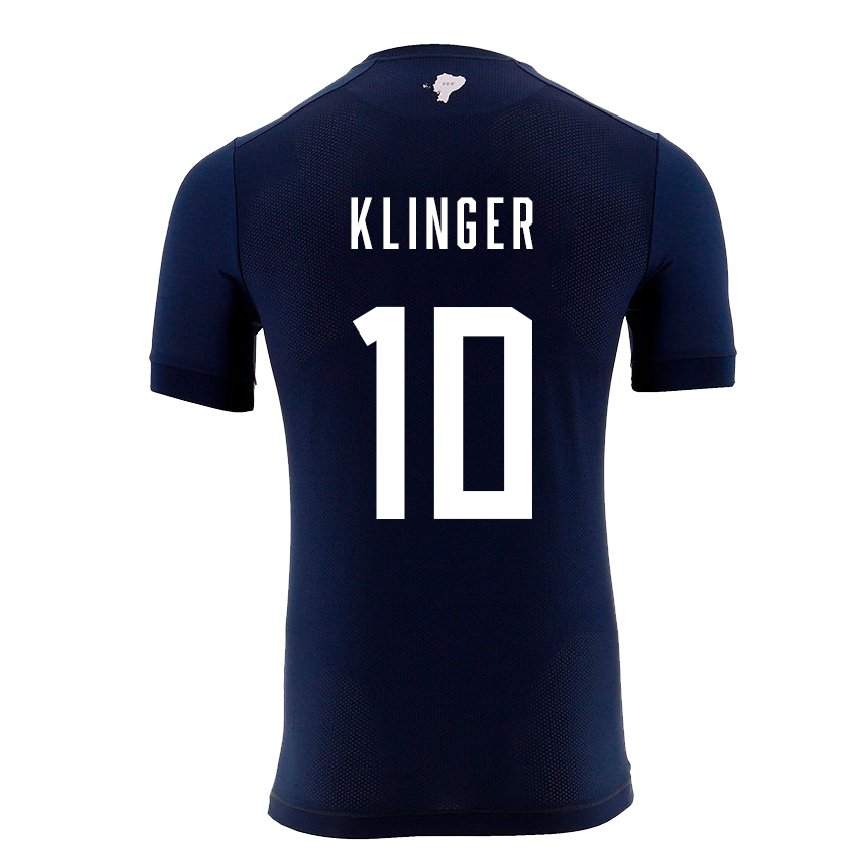 Mujer Camiseta Ecuador Jose Klinger #10 Azul Marino 2ª Equipación 22-24