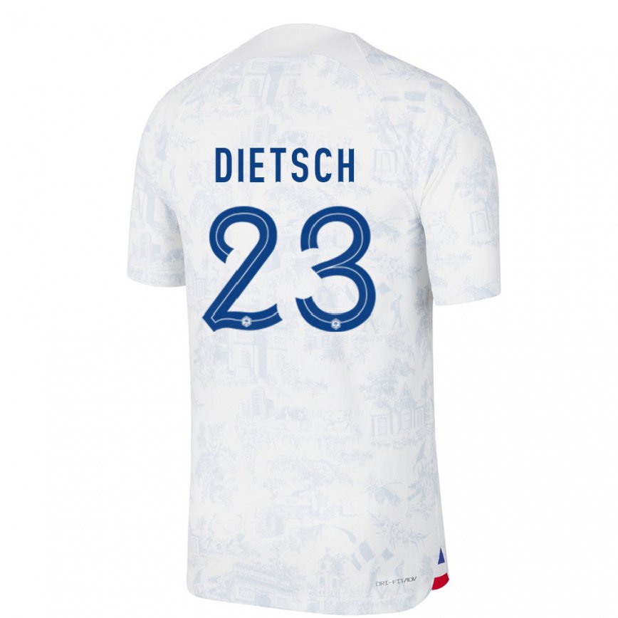 Mujer Camiseta Francia Guillaume Dietsch #23 Blanco Azul 2ª Equipación 22-24