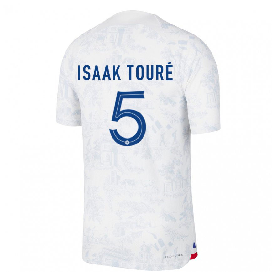 Mujer Camiseta Francia Souleymane Isaak Toure #5 Blanco Azul 2ª Equipación 22-24
