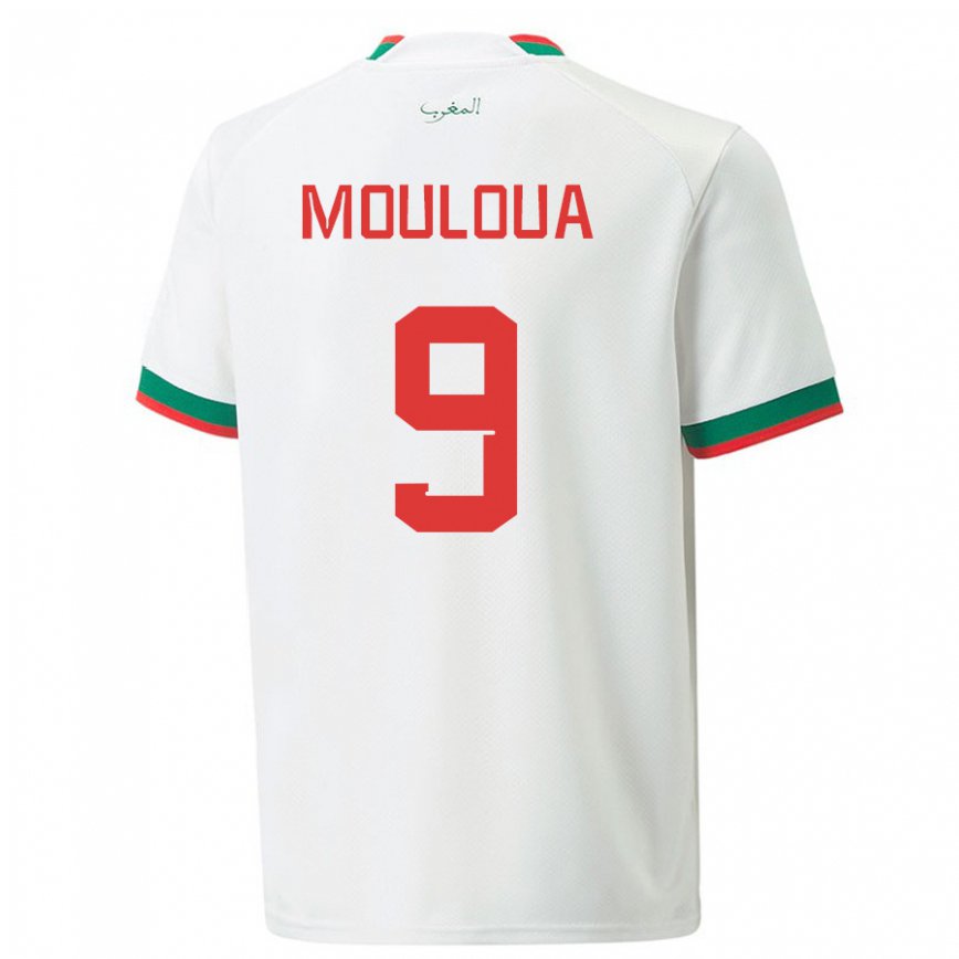 Mujer Camiseta Marruecos Ayoub Mouloua #9 Blanco 2ª Equipación 22-24