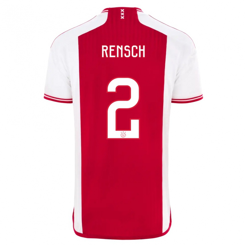 Niño Fútbol Camiseta Devyne Rensch #2 Rojo Blanco 1ª Equipación 2023/24