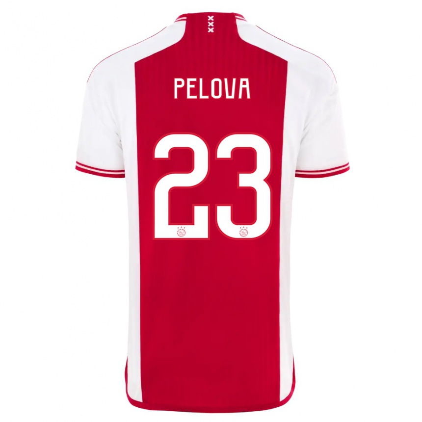 Niño Fútbol Camiseta Victoria Pelova #23 Rojo Blanco 1ª Equipación 2023/24