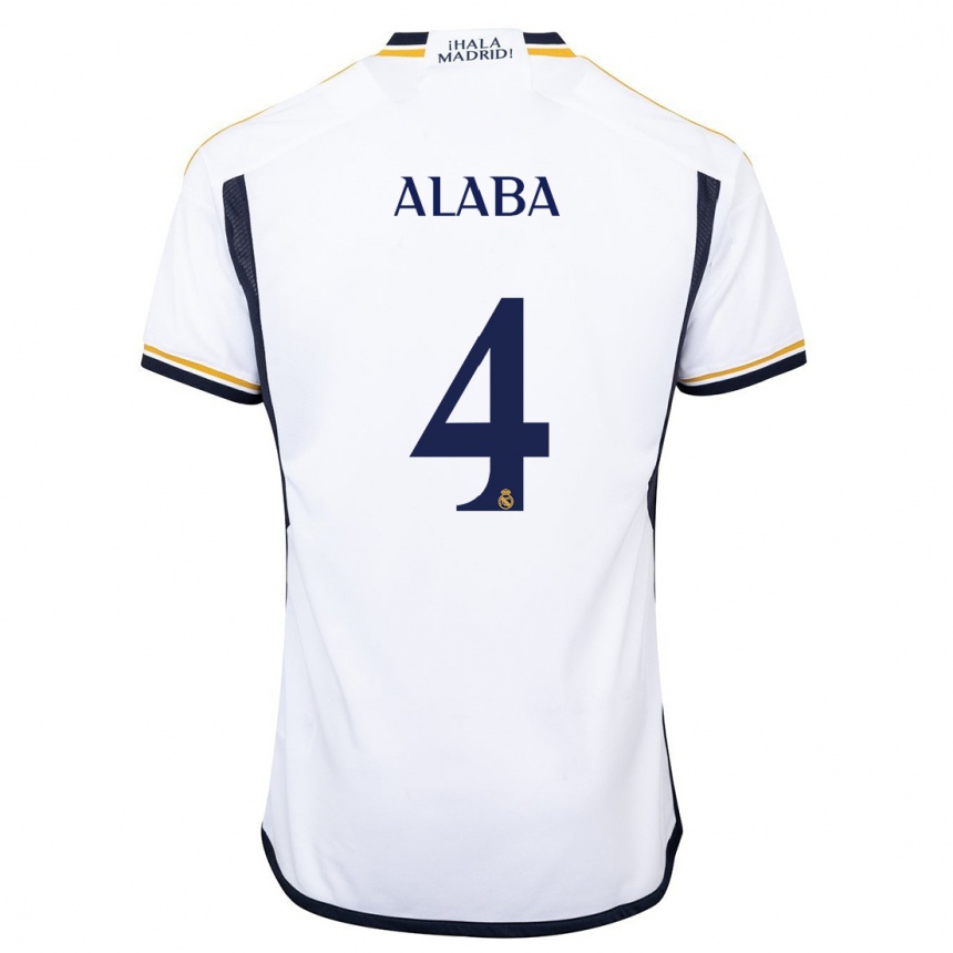 Niño Fútbol Camiseta David Alaba #4 Blanco 1ª Equipación 2023/24