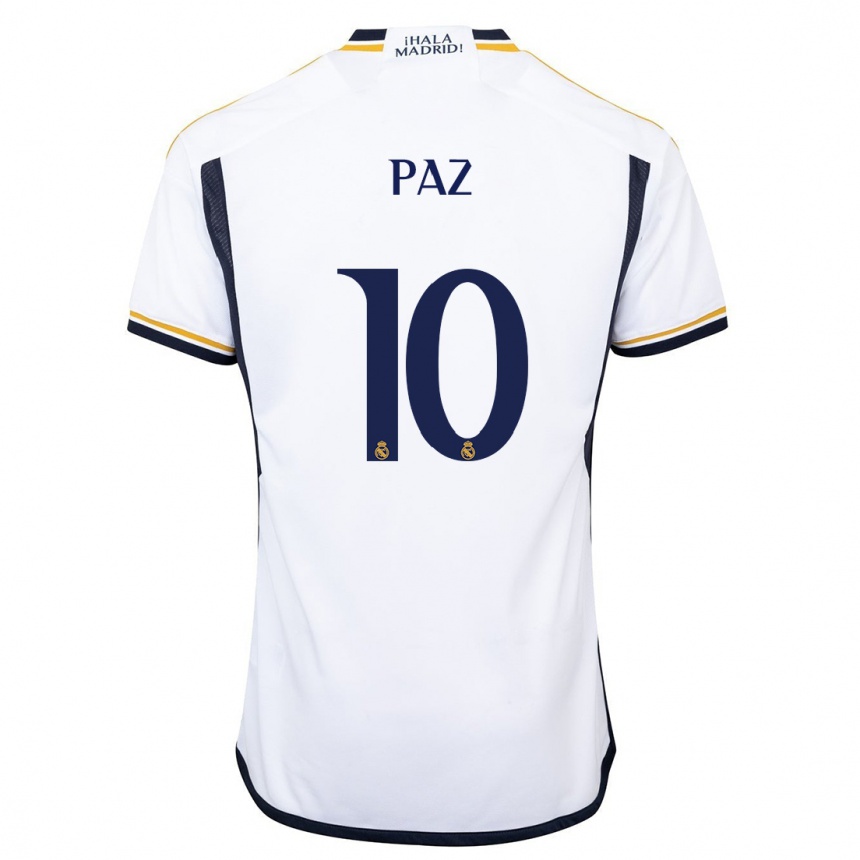 Niño Fútbol Camiseta Nico Paz #10 Blanco 1ª Equipación 2023/24