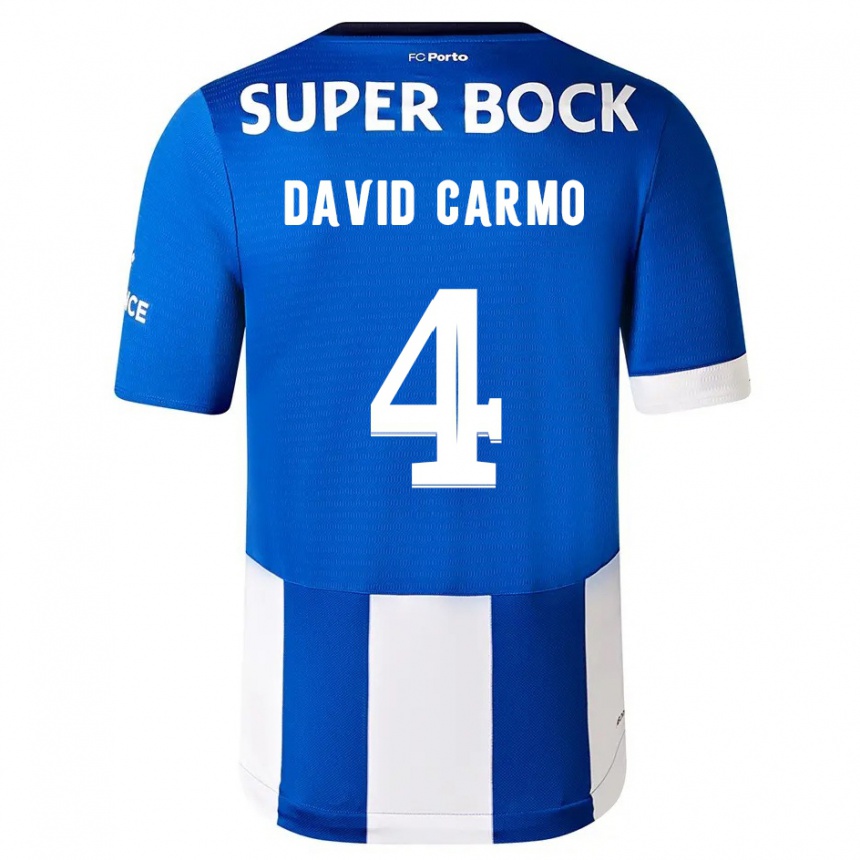 Niño Fútbol Camiseta David Carmo #4 Azul Blanco 1ª Equipación 2023/24