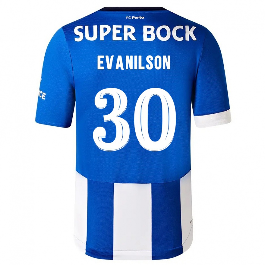 Niño Fútbol Camiseta Evanilson #30 Azul Blanco 1ª Equipación 2023/24