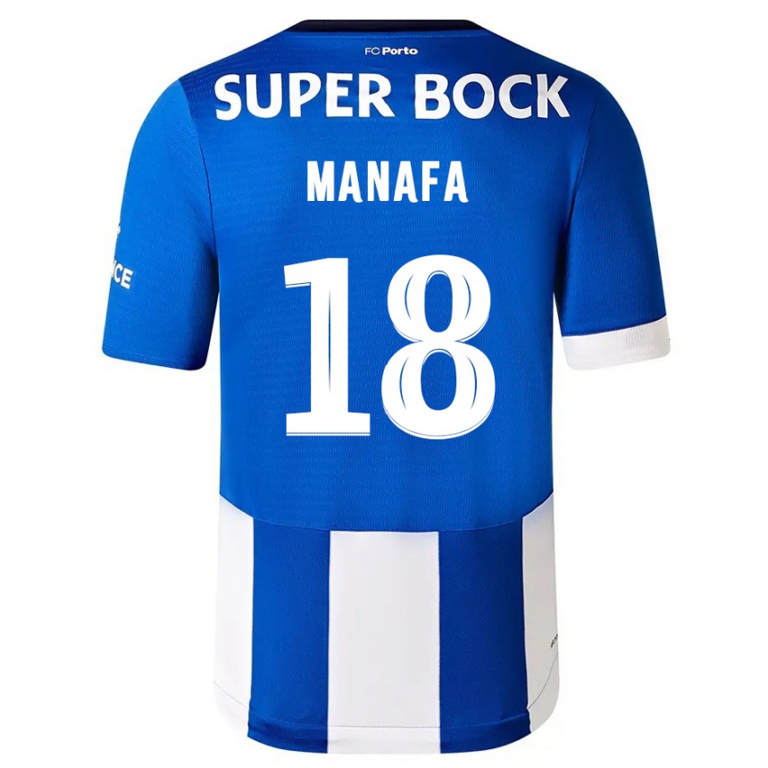 Niño Fútbol Camiseta Wilson Manafa #18 Azul Blanco 1ª Equipación 2023/24