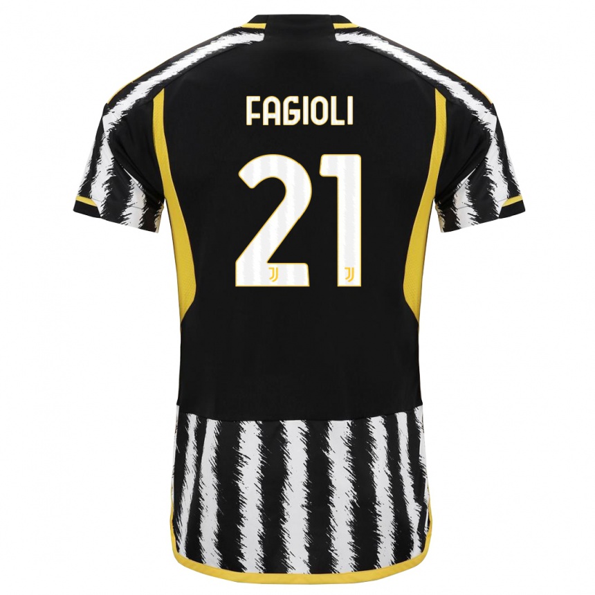 Niño Fútbol Camiseta Nicolo Fagioli #21 Blanco Negro 1ª Equipación 2023/24
