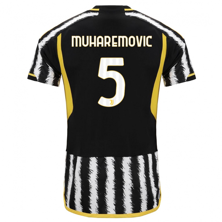 Niño Fútbol Camiseta Tarik Muharemovic #5 Blanco Negro 1ª Equipación 2023/24