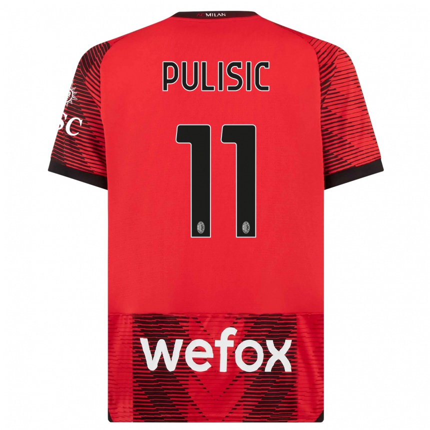 Niño Fútbol Camiseta Christian Pulisic #11 Negro Rojo 1ª Equipación 2023/24