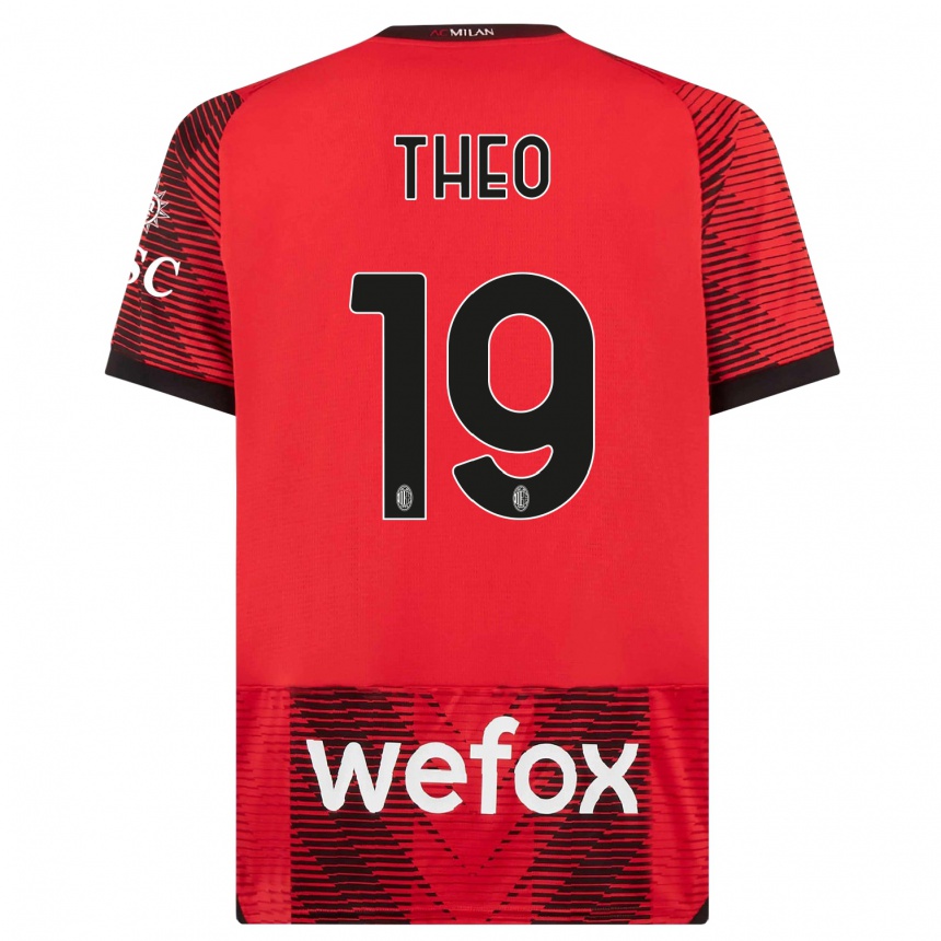 Niño Fútbol Camiseta Theo Hernandez #19 Negro Rojo 1ª Equipación 2023/24
