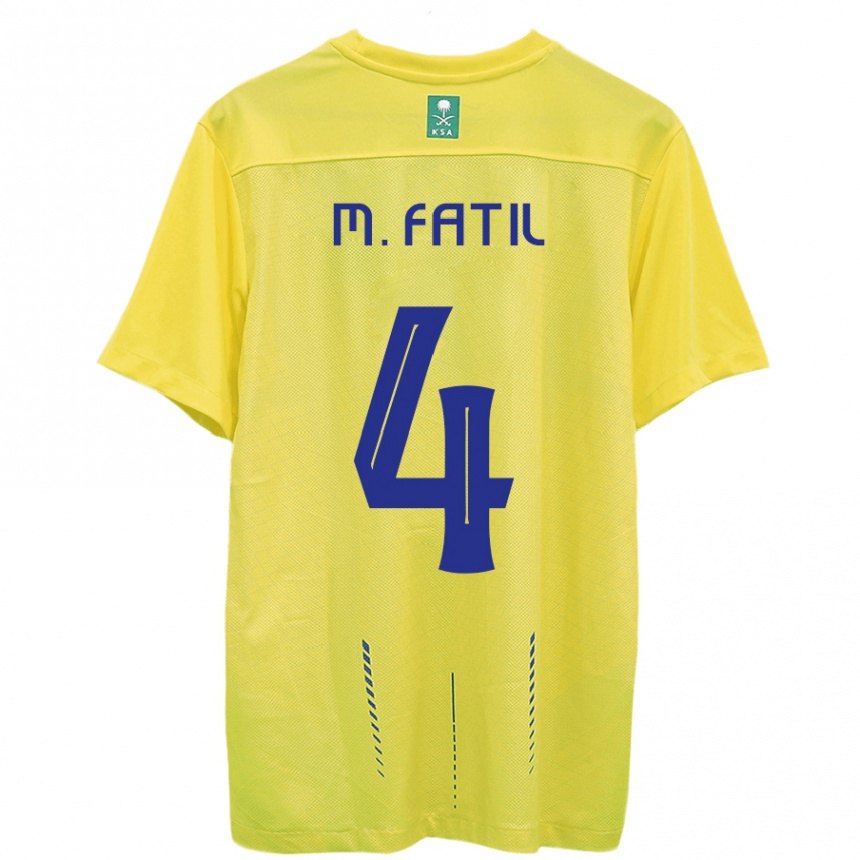 Niño Fútbol Camiseta Mohammed Al-Fatil #4 Amarillo 1ª Equipación 2023/24