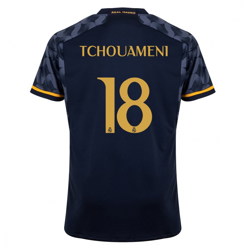 Niño Fútbol Camiseta Aurelien Tchouameni #18 Azul Oscuro 2ª Equipación 2023/24