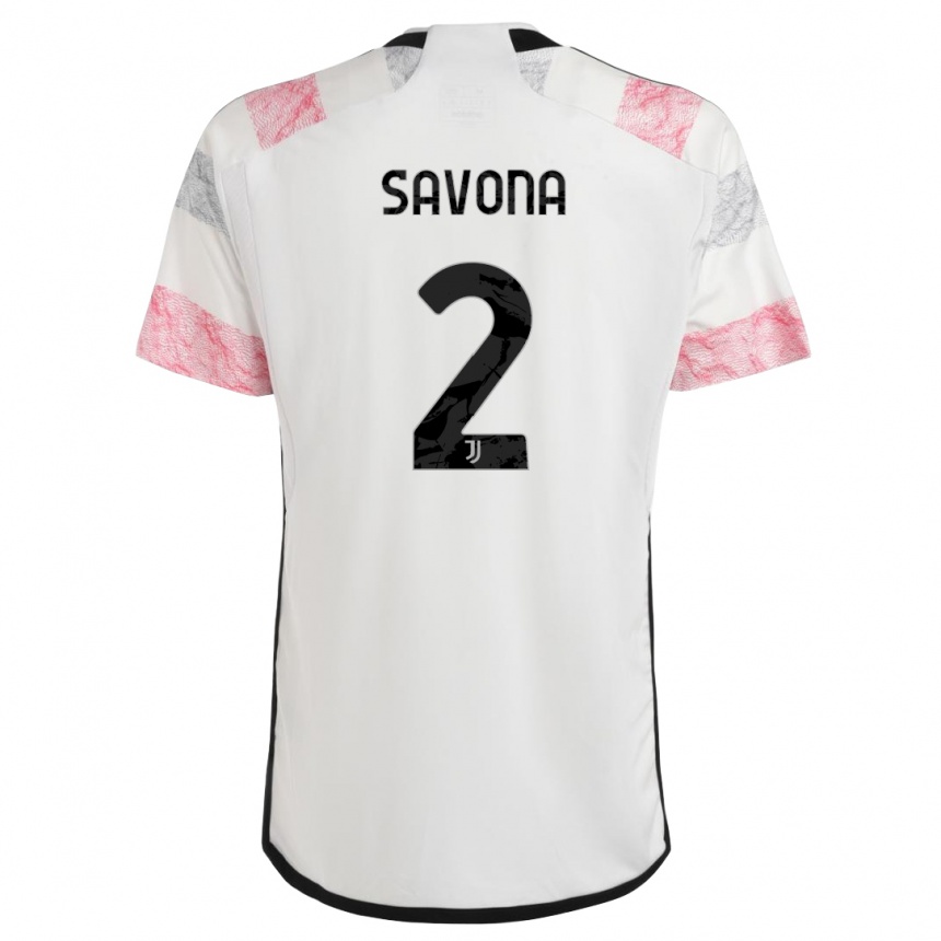 Niño Fútbol Camiseta Nicolo Savona #2 Blanco Rosa 2ª Equipación 2023/24