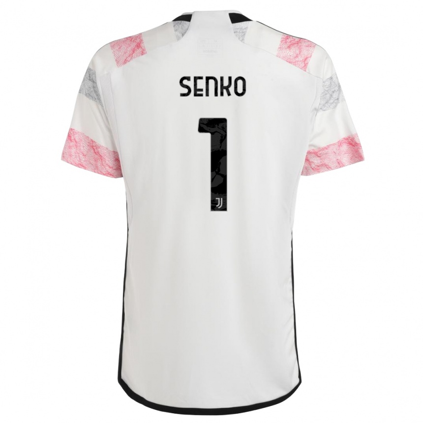 Niño Fútbol Camiseta Zsombor Senko #1 Blanco Rosa 2ª Equipación 2023/24