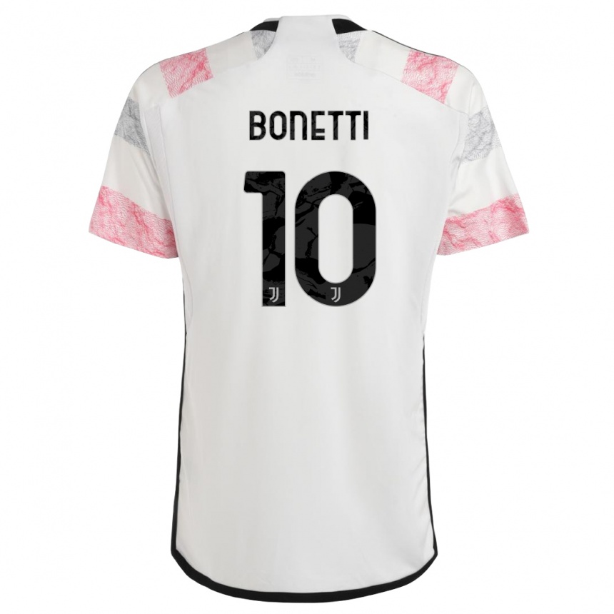 Niño Fútbol Camiseta Andrea Bonetti #10 Blanco Rosa 2ª Equipación 2023/24