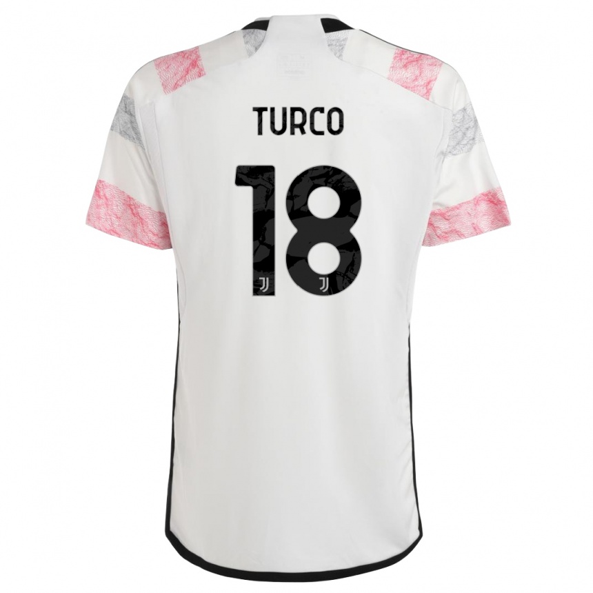 Niño Fútbol Camiseta Nicolo Turco #18 Blanco Rosa 2ª Equipación 2023/24