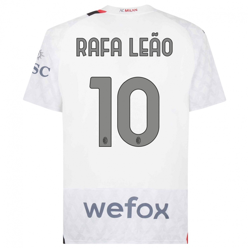 Niño Fútbol Camiseta Rafael Leao #10 Blanco 2ª Equipación 2023/24
