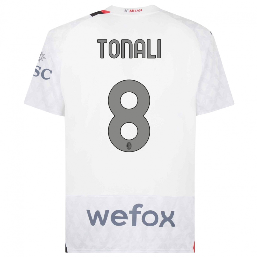 Niño Fútbol Camiseta Sandro Tonali #8 Blanco 2ª Equipación 2023/24