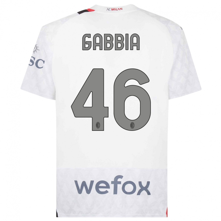 Niño Fútbol Camiseta Matteo Gabbia #46 Blanco 2ª Equipación 2023/24
