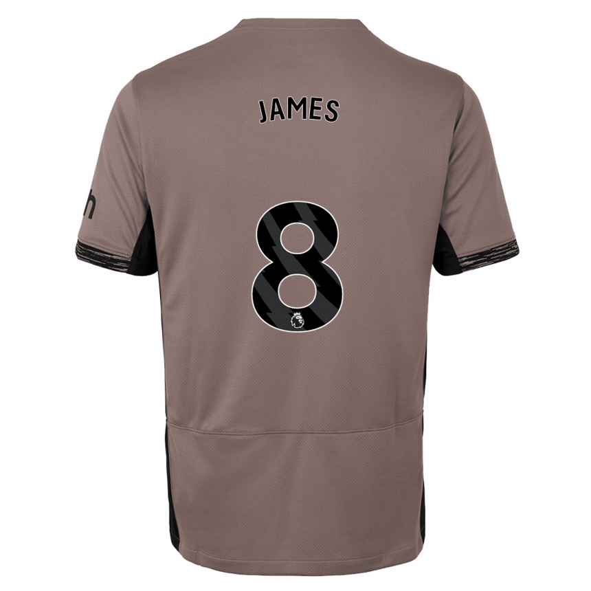Niño Fútbol Camiseta Angharad James #8 Beige Obscuro Equipación Tercera 2023/24