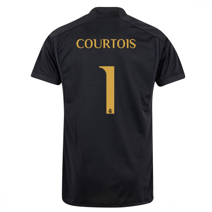 Niño Fútbol Camiseta Thibaut Courtois #1 Negro Equipación Tercera 2023/24