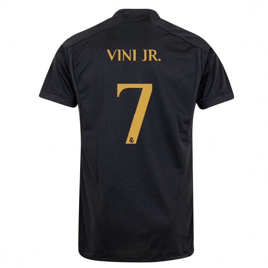 Niño Fútbol Camiseta Vinicius Junior #7 Negro Equipación Tercera 2023/24
