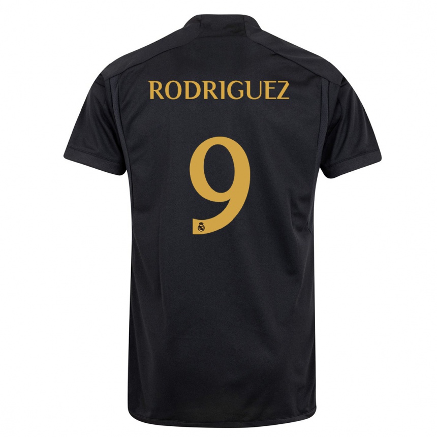 Niño Fútbol Camiseta Alvaro Rodriguez #9 Negro Equipación Tercera 2023/24