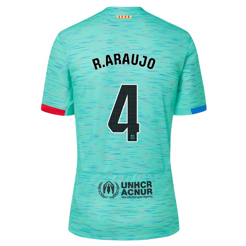 Niño Fútbol Camiseta Ronald Araujo #4 Aguamarina Clara Equipación Tercera 2023/24