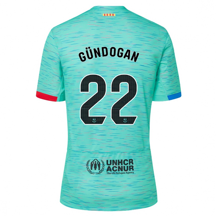 Niño Fútbol Camiseta Ilkay Gundogan #22 Aguamarina Clara Equipación Tercera 2023/24