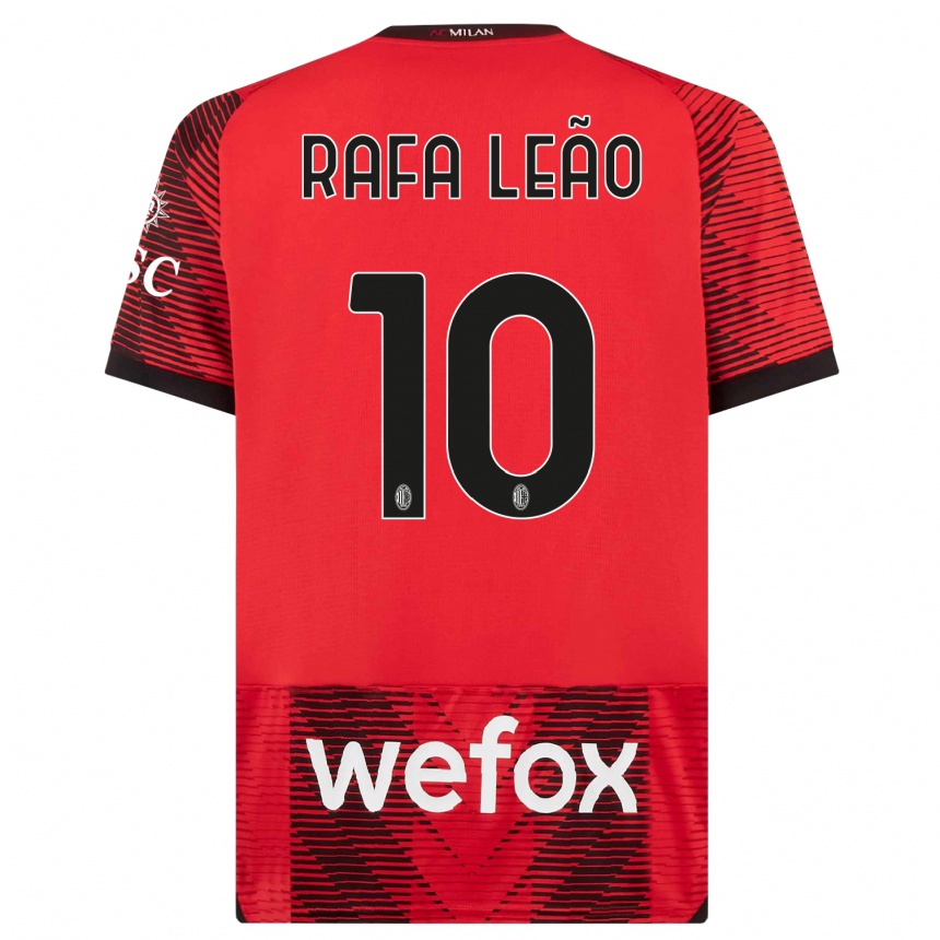 Hombre Fútbol Camiseta Rafael Leao #10 Negro Rojo 1ª Equipación 2023/24
