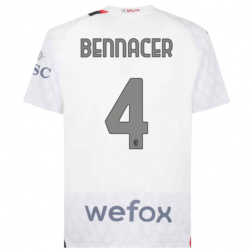 Hombre Fútbol Camiseta Ismael Bennacer #4 Blanco 2ª Equipación 2023/24