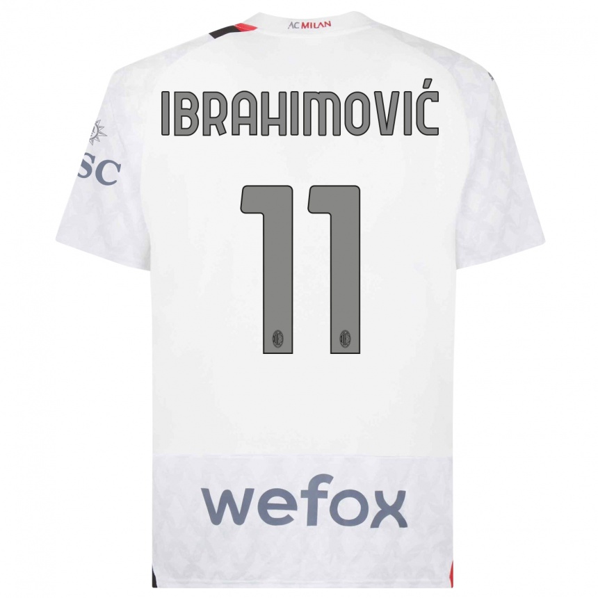 Hombre Fútbol Camiseta Zlatan Ibrahimovic #11 Blanco 2ª Equipación 2023/24