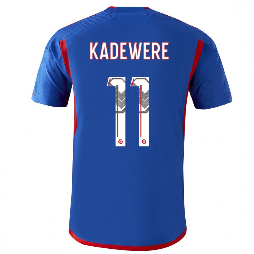 Hombre Fútbol Camiseta Tino Kadewere #11 Azul Rojo 2ª Equipación 2023/24