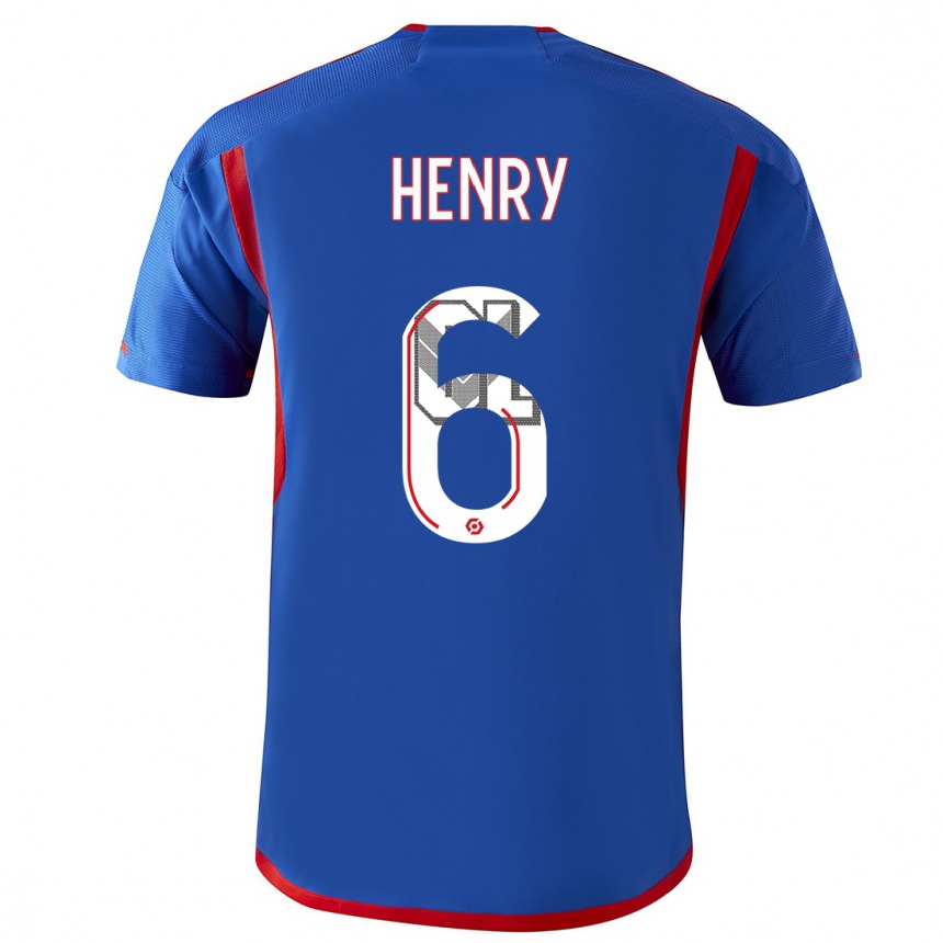 Hombre Fútbol Camiseta Amandine Henry #6 Azul Rojo 2ª Equipación 2023/24