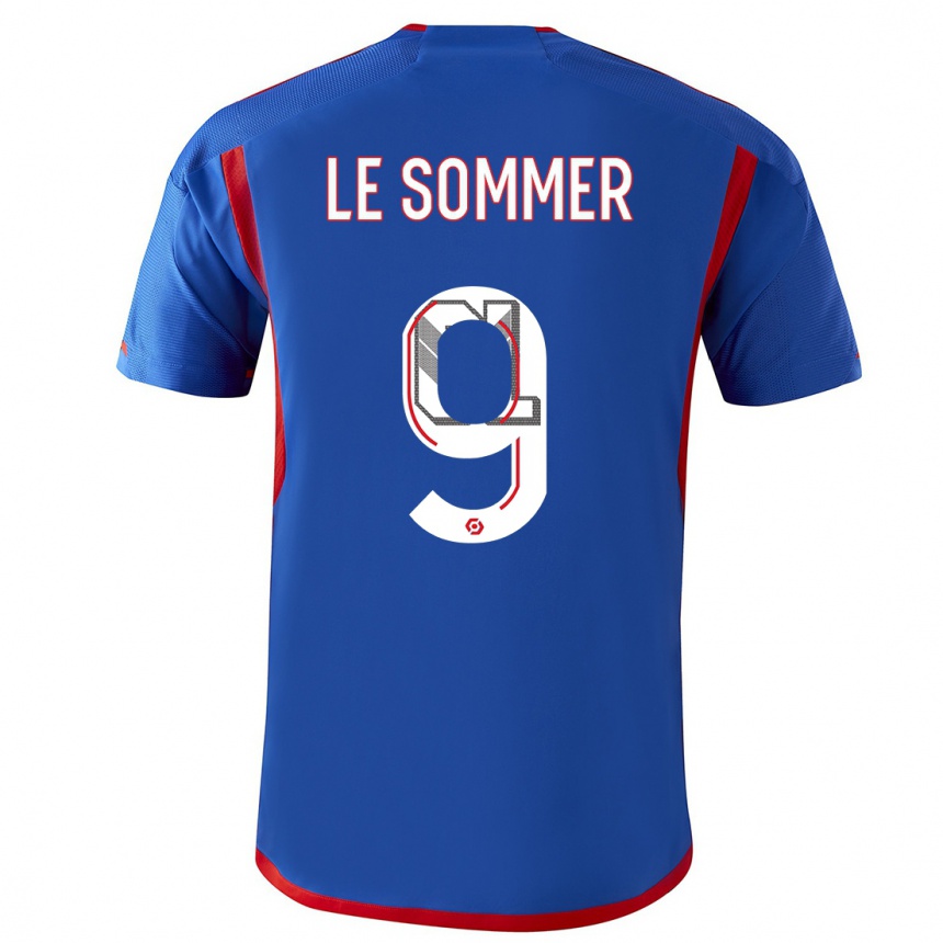 Hombre Fútbol Camiseta Eugenie Le Sommer #9 Azul Rojo 2ª Equipación 2023/24