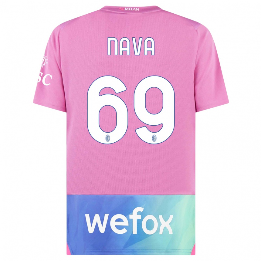 Hombre Fútbol Camiseta Lapo Nava #69 Rosado Morado Equipación Tercera 2023/24