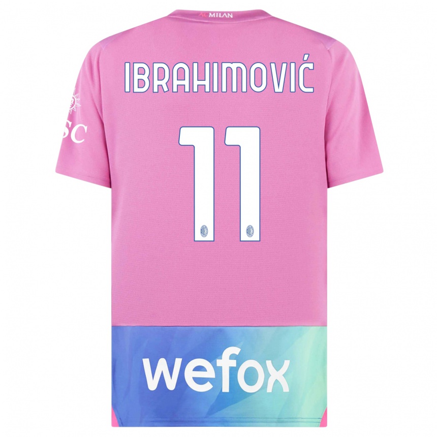 Hombre Fútbol Camiseta Zlatan Ibrahimovic #11 Rosado Morado Equipación Tercera 2023/24