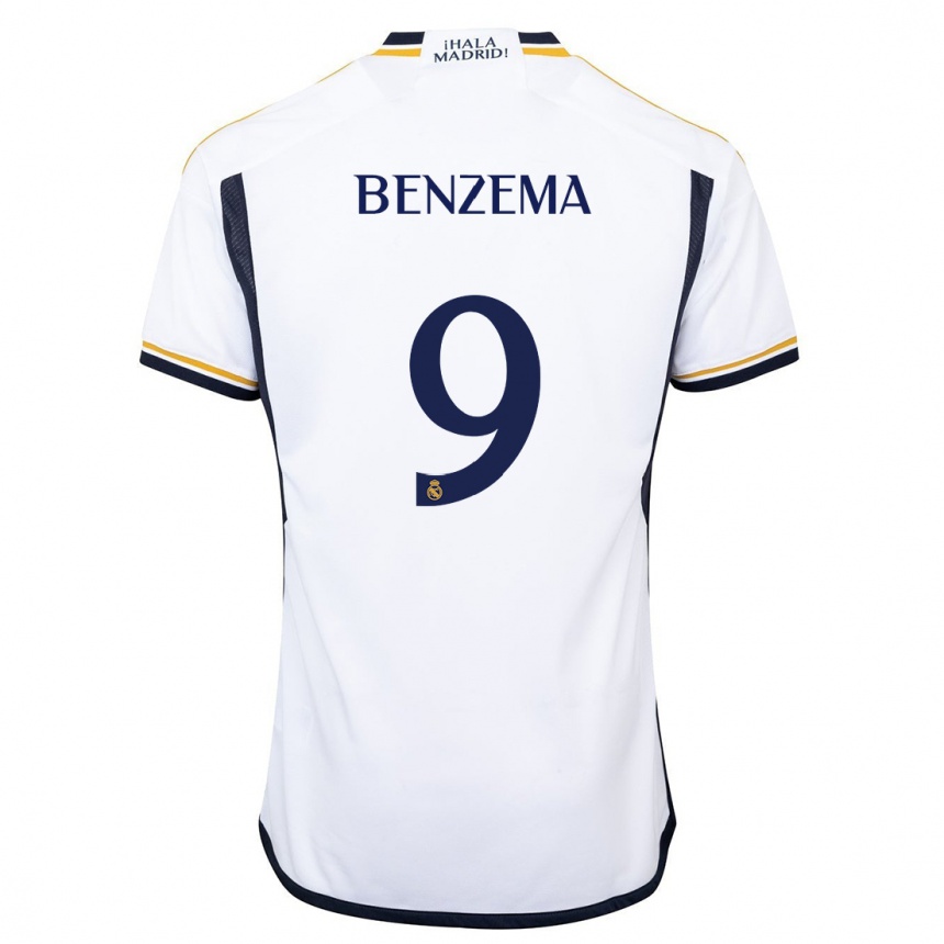 Mujer Fútbol Camiseta Karim Benzema #9 Blanco 1ª Equipación 2023/24