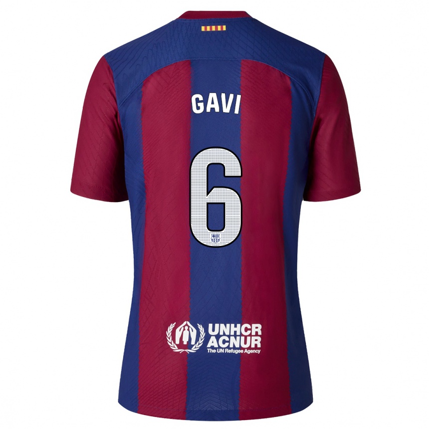 Mujer Fútbol Camiseta Gavi #6 Rojo Azul 1ª Equipación 2023/24