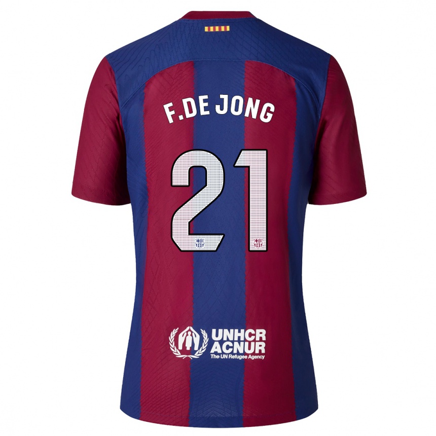 Mujer Fútbol Camiseta Frenkie De Jong #21 Rojo Azul 1ª Equipación 2023/24